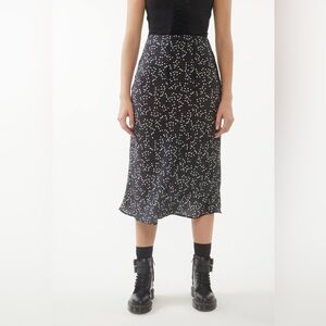 Urban Outfitters Rowen Black and White Floral Patterned Midi Skirt